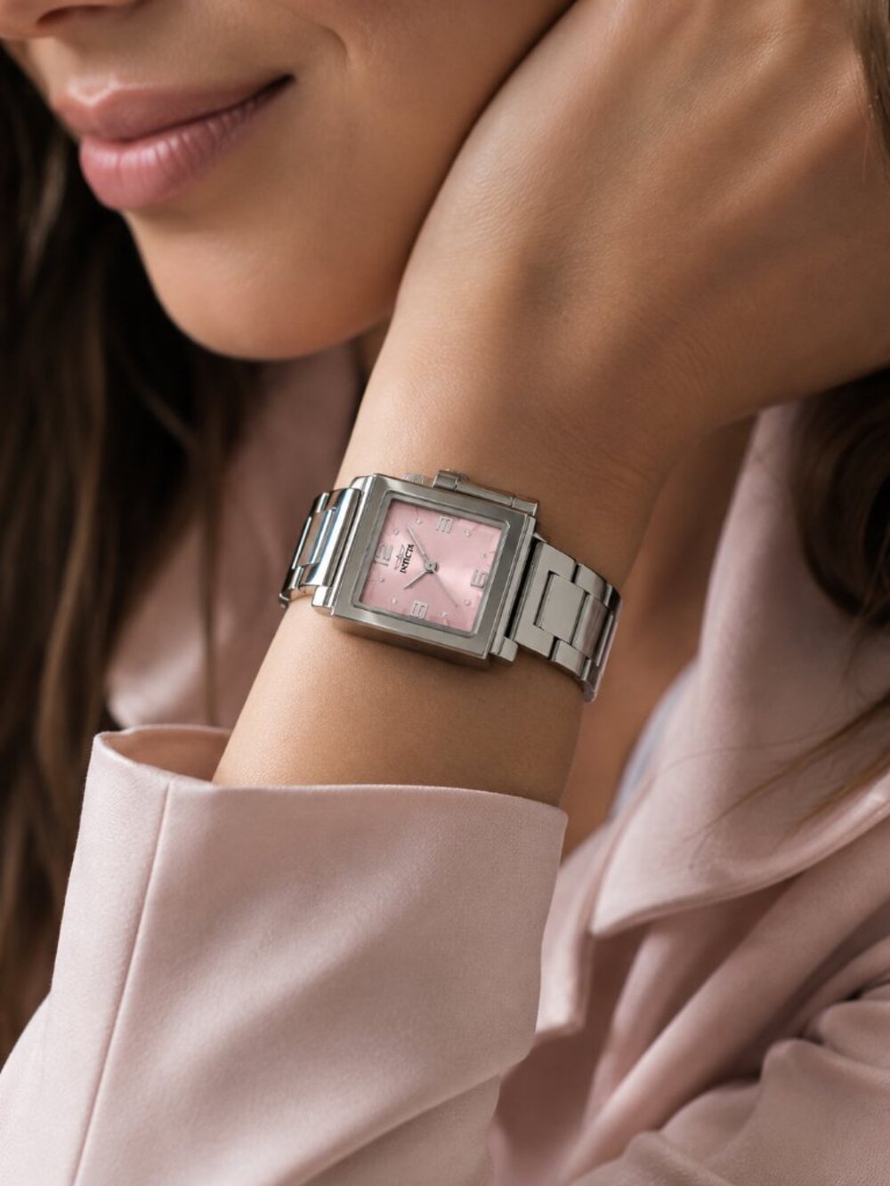 Invicta Women’s Angel 21mm Square Pink Dial Quartz Watch 70244 NIB